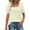 Yellow, variant on Women's T-Shirt, Square Neck Loose Fit Blouse with Lace Trim and Casual Stripe Print, Comfortable Short Sleeve Top for Daily Wear