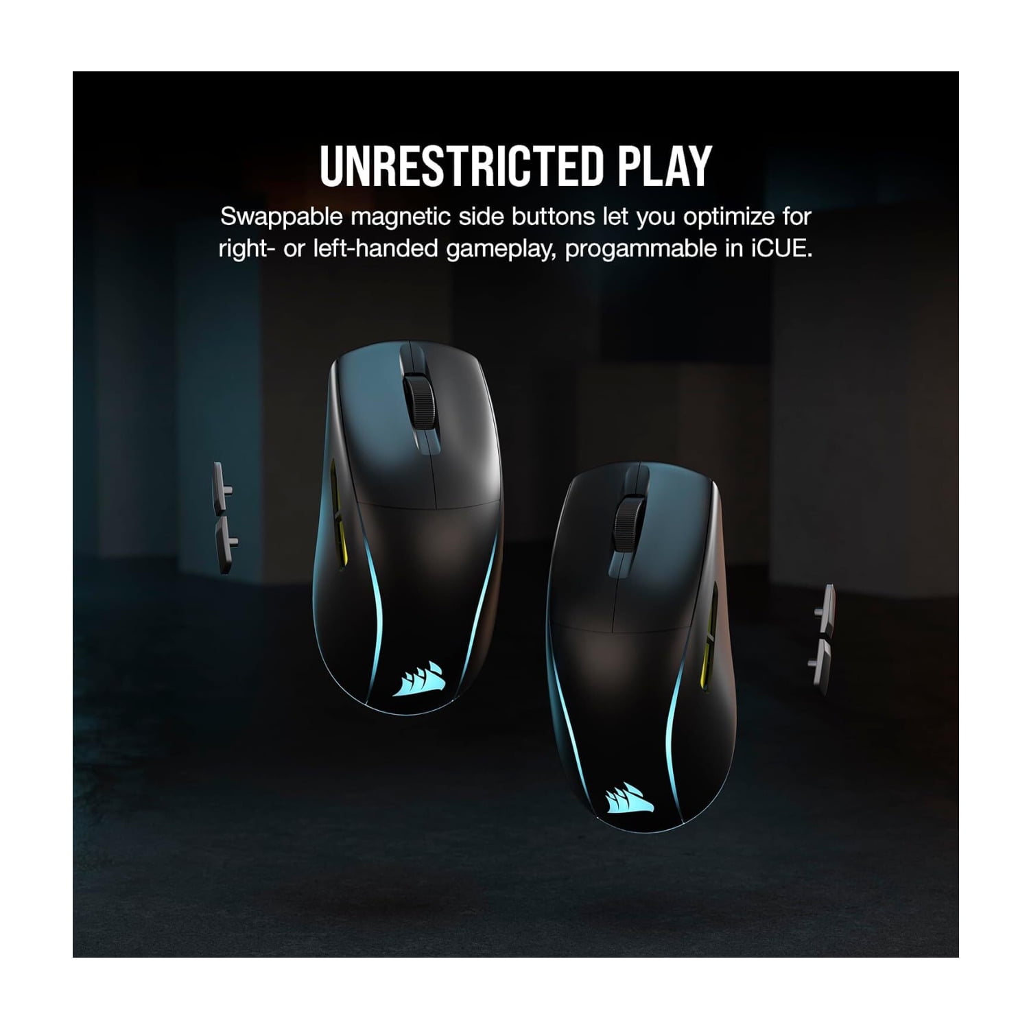 Corsair M75 Wireless RGB Lightweight FPS Gaming Mouse with 26,000 DPI, Swappable Side Buttons and Compatible with iCUE PC (Black)