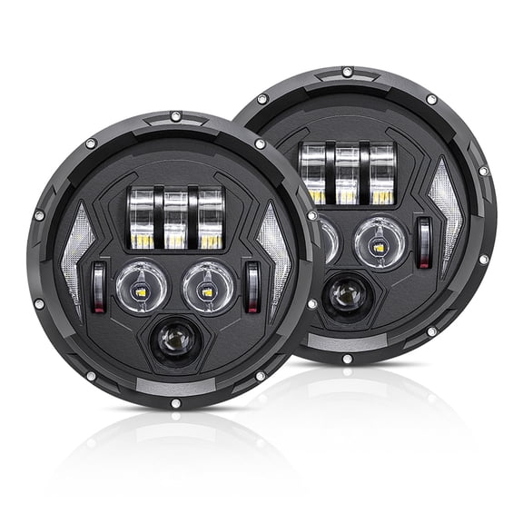 Car headlights suits, To 2pcs Car Led 7'' Round With To Round Tj Beam 7'' Round With /turn Beam Tj Lj 7 Inch /turn Beam 7'' Tj Lj Cj Huiop Mewmewcat Inch Led Car