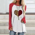 thumbnail image 2 of Pompotops Blouse à Manches Longues Patchwork Col Rond Imprimé Décontracté pour Femmes Saint-Valentin, 2 of 5