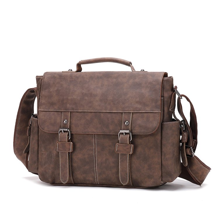 Men's Vintage Designer Briefcase PU Leather Tote Business Office Man