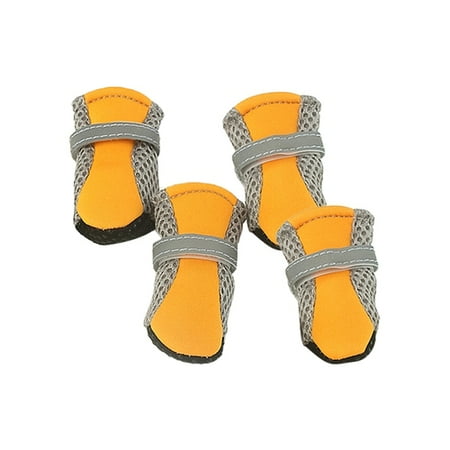 AQRS 4Pcs Dog Shoes Magic Sticker Closure Breathable Fabric Non-Slip Puppy Boots for Outdoor