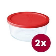 Pyrex Simply Store 4C Glass Food Storage and Baking Container, Set of 2 with Lids