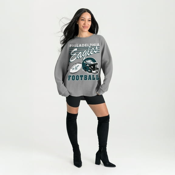 Women's Gameday Couture Gray Philadelphia Eagles Oversized Sweet Victory Corded Sweatshirt