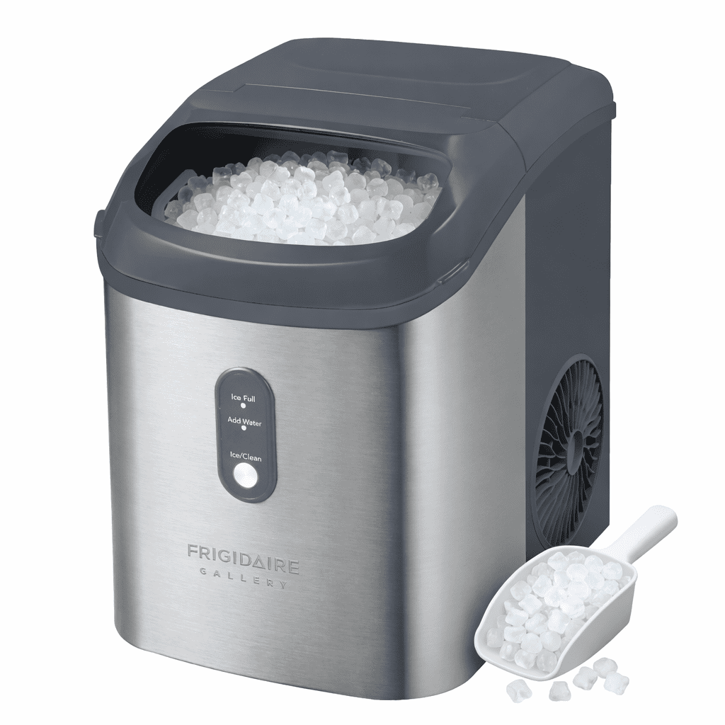 Frigidaire Gallery 33 lbs. Nugget Ice Maker, Self-Cleaning Countertop Ice Machine, Grey Stainless Steel