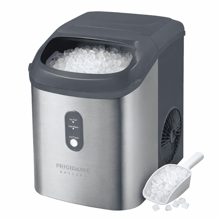 Frigidaire Gallery 33 lbs. Nugget Ice Maker, Self-Cleaning Countertop Ice Machine, Grey Stainless Steel