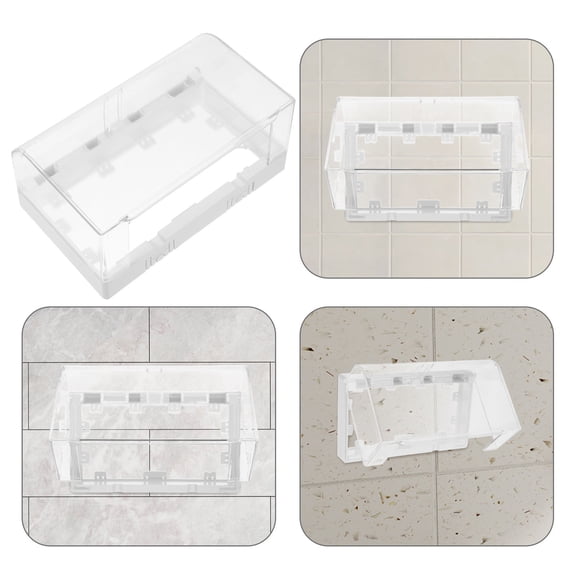 TABLZONE Transparent Weather Proof Outdoor Outlet Cover with Dual Socket and Adhesive Mount