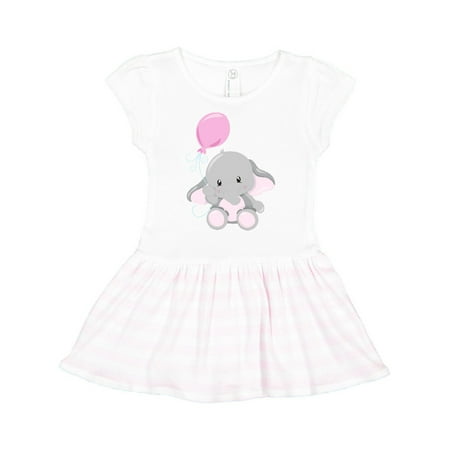 

Inktastic Cute Elephant Holding Pink Balloon Gray Elephant Gift Toddler Girl Dress