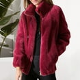 thumbnail image 2 of Women Jackets Fall Fuzzy Sherpa Fleece Zip Up Oversized Winter Warm Sweatshirt Hoodies Solid Winter Coat, 2 of 4