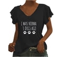 thumbnail image 1 of Camiseta informal para mujer, blusa estampada con volantes, manga corta, cuello en V, Tops Fridja ghk7181, 1 of 5