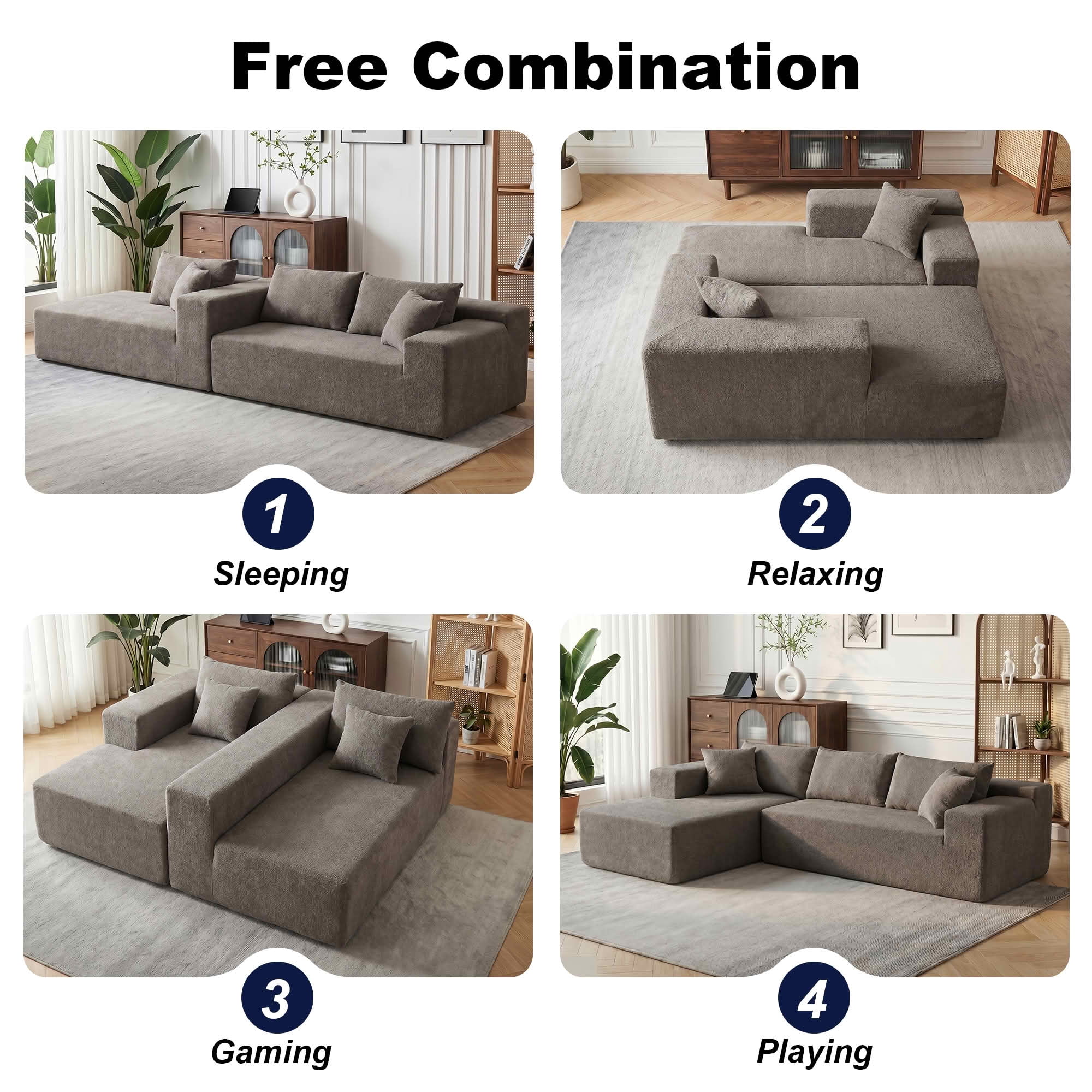 MAYEERTY 104" Cloud Sectional Couch with L-Shape Chaise, Modern Modular Sofa with Deep Seat, Upholstered Couches with Back Cushion for Living Room Bedroom, No Assembly Required