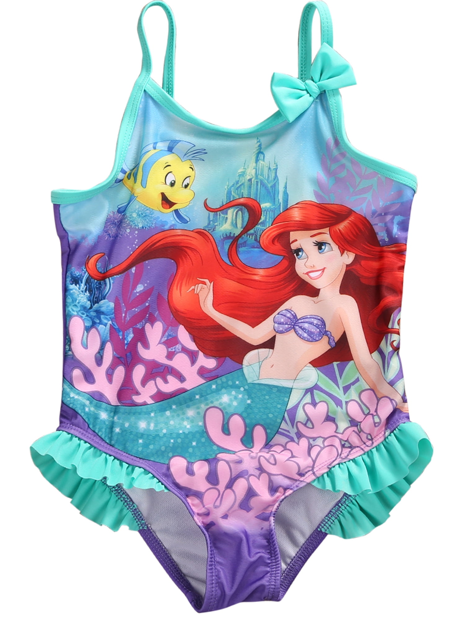 Disney Princess Ariel Little Mermaid Toddler Girls Pink One Piece Swimsuit 2T  