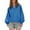 Blue-Coat, variant on Qetyuw Sweatshirt for Women Lantern Long Sleeve Lace Trim Pullover Tops Notched V Neck Loose Casual Sweatshirts