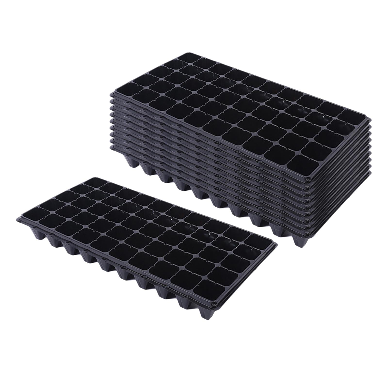 10x Thick Seedling Trays Seedling Starter Trays Black Durable Reusable 50 Holes Pet Plant Trays for Seedling Planting Trays 80g