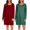 Wine Red&evergreen, variant on 2 Pack Long Sleeve Nightgowns for Women Cute Nightgown Leopard Print Womens Sleep Shirts