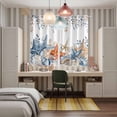 thumbnail image 4 of Blue Coastal Kitchen Curtains Window Panels, Summer Beach Starfish Weeping Eucalyptus Insulated Window Treatment Curtain, Grommet Curtains for Bedroom/Living Room/Bathroom, 2 Piece 52"Wx84"L, 4 of 8
