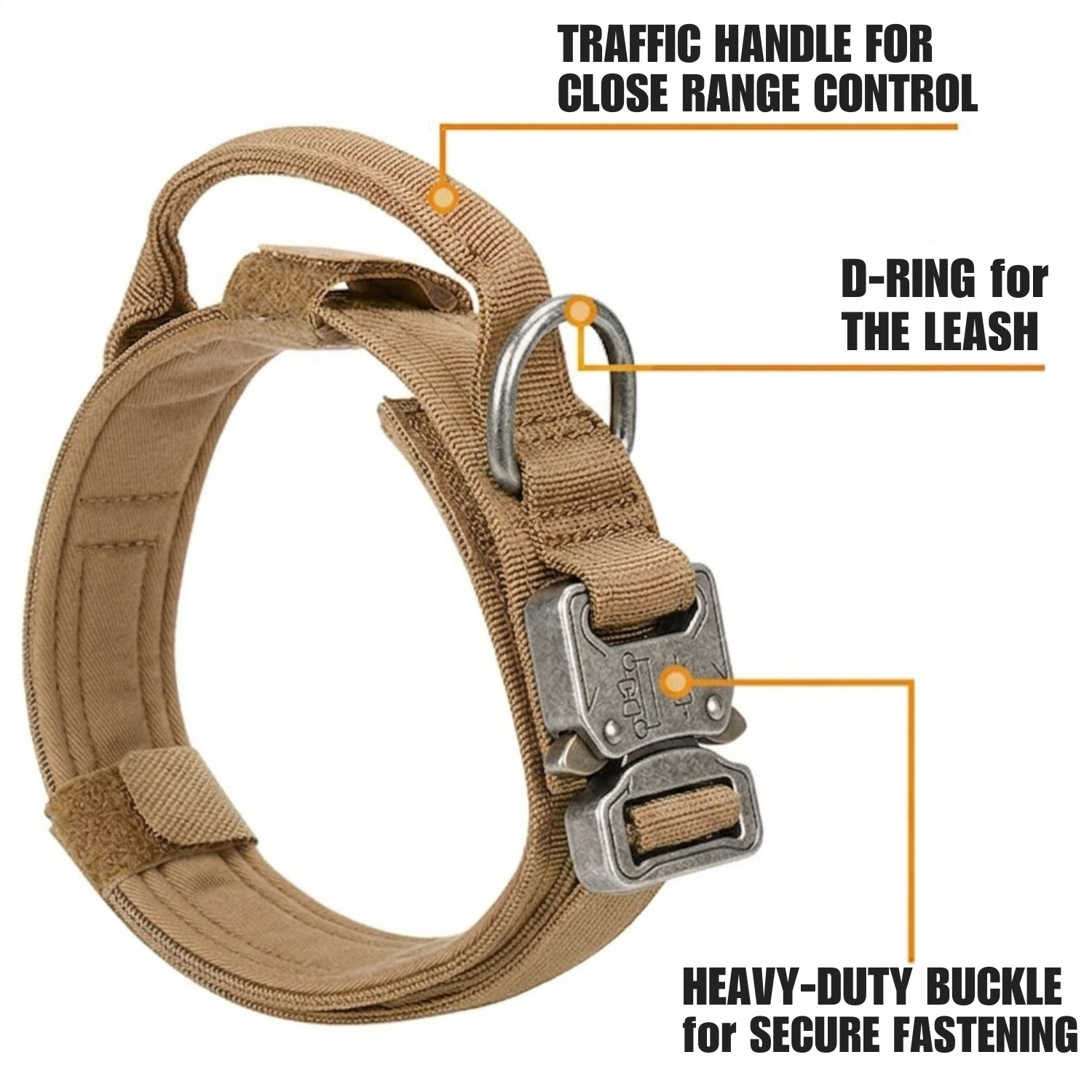 WAAYEEPAL Heavy Duty Nylon Dog Collar, XL, Khaki photo 2