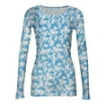 thumbnail image 5 of Ribbed Knit Tops for Women Long Sleeve Crewneck Slim Fitted Floral Print Basic Tee Blouses, 5 of 5