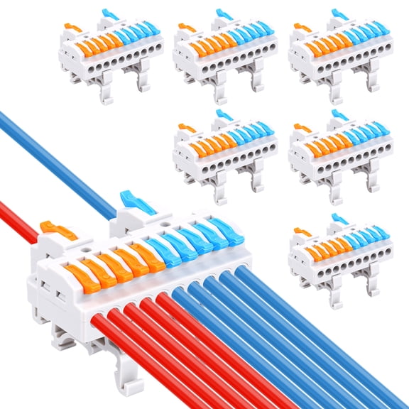 DIN Rail Terminal Blocks Kit DIN Rail Terminals Connector Assortment Kit 28-12AWG 2 in 10 Conductor Combination Terminal for Distribution Boxes Control Cabinets Switchgear Household Appliances
