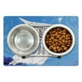 thumbnail image 1 of Angel Wings Pet Mat for Food and Water, Angel Virgo Flying Above Merry Christmas Stars Mystic Print, Non-Slip Rubber Mat for Dogs and Cats, 18" X 12", by Ambesonne, 1 of 1