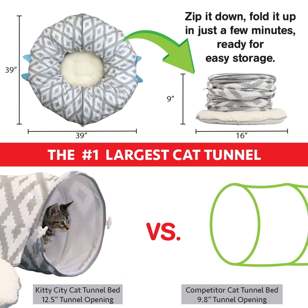 Kitty City Large Cat Tunnel Bed, Cat Bed, Pop Up Bed