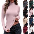 thumbnail image 6 of Diufon Womens Turtleneck Tops Long Sleeve Slim Fitted Soft Brushed Thermal Shirts Stretchy Going Out Layering Clothes, 6 of 9