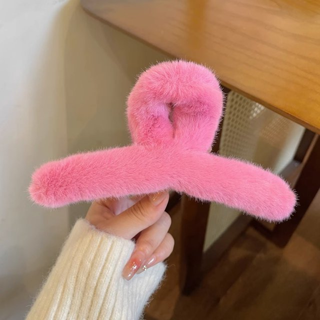 Pinza de pelo grande de felpa para mujer, para otoño e invierno, con lazo, con forma de tiburón, para tocado