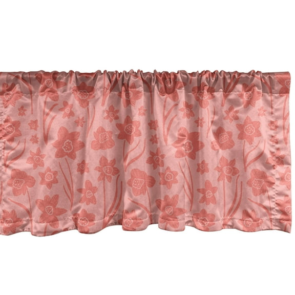 Ambesonne Floral Window Valance, Romantic Simplistic Flowers, 54" X 12", Blush and Coral