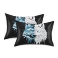 thumbnail image 2 of Haosy Satin Pillowcase for Hair and Skin Standard Cooling Silk Pillow Case with Envelope Closure White and Ice Wolf Face 20"x26", 2 of 9