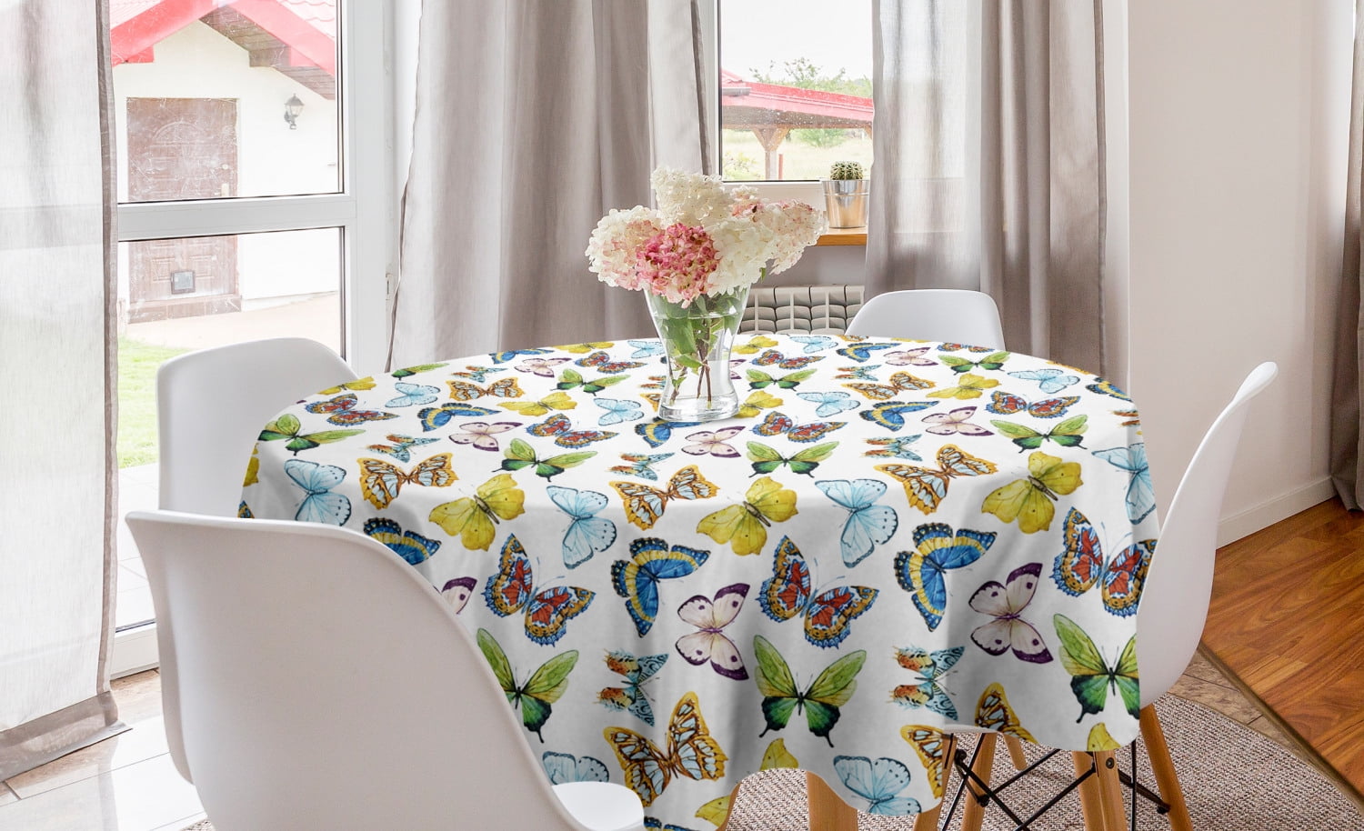 UNDER THE SEA,SEALIFE 4-6 ppl Tropic Winds Printed Linen Tablecloth 60" Round 