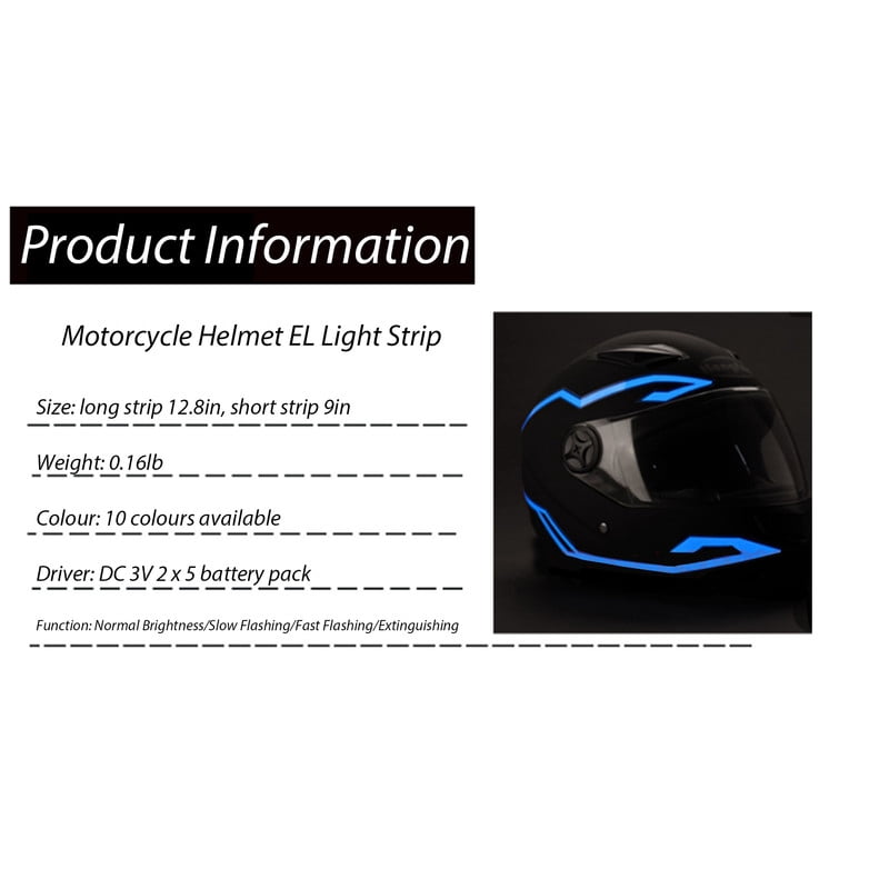 Cipaher LED Motorcycle Helmet Light Strip High Visibility Safety Decoration Battery Powered (Ice Blue)