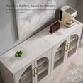 thumbnail image 5 of Glass Arched Door Sideboard Buffet Cabinet, Accent Cabinet with Adjustable Shelf, Wood Modular Credenza Storage Cabinet for Dining Room, Living Room, Entryway, White, 5 of 8