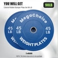 thumbnail image 4 of 2 Pack Rubber Bumper Plates with 2 Inch Hole, IWF Color Coded Weight Plates for Barbell Strength Training, High Density Shock Absorbing Bumper Set for Home Gym, 10 15 25 35 45 lbs, 4 of 8