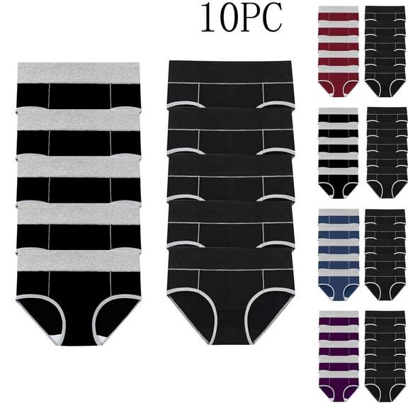 Kmdttou Panties for Women Pack Cotton 10PC Large Solid Color High Waist Pants With Hip Lifting Underwear (Regular & Plus Size)