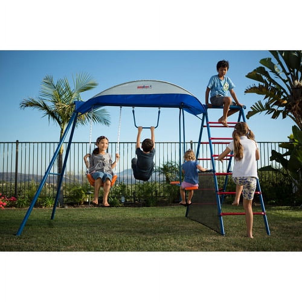 IRONKIDS Inspiration 100 Metal Swing Set with Ladder Climber and UV Protective Sunshade - image 4 of 9