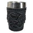 thumbnail image 3 of Set Of 2 Gothic Fantasy Moon Voyage Of The Dragon Celtic Knotwork Shot Glasses, 3 of 10