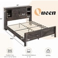 thumbnail image 3 of Amerlife 44" H Farmhouse Queen Bed Frame with Barn Door Storage Headboard & Charging Station, Black, 3 of 9