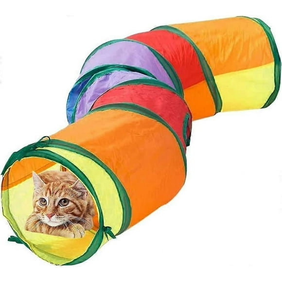 Cat Tunnel Pop-up Collapsible Pet Tube Interactive Play Toy with Ball Indoor Set for Kitty Cats Toys for Large Cat and Other Small Animals (Multicolor