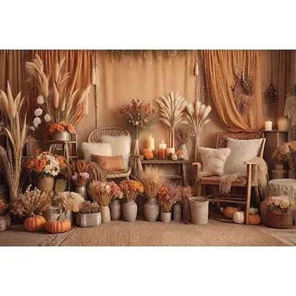 Bohemia Thatch Party Background Photography Thanksgiving Thathch Boho Photoz Backdrop Childr Studio Photoz Props