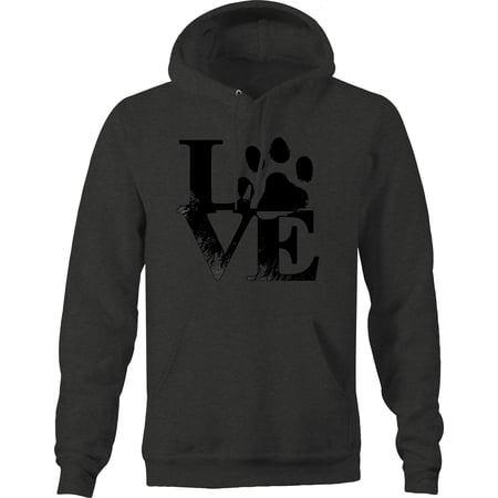 Love Paw Print Pet Lover Animal Graphic Hoodies Xlarge Dark Grey
