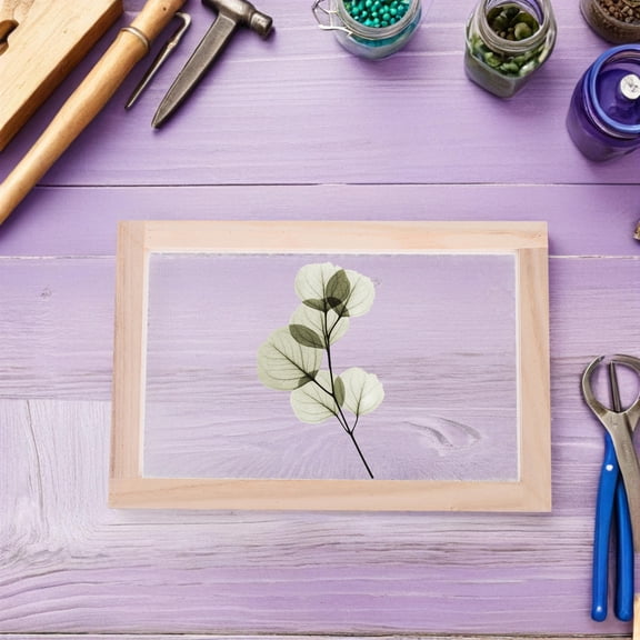 LOLIPPYY 3-Piece Wooden Papermaking Deckle Frame with Fine Mesh Screen for Even Pulp Distribution Paper Craft