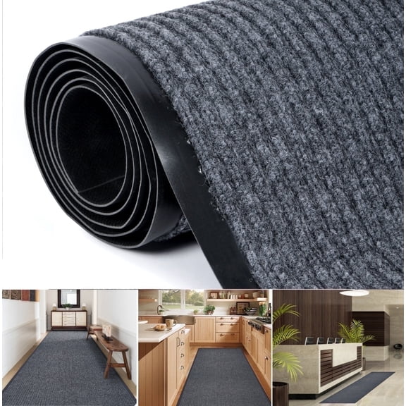 OVYEOFR Utility Rug, 3ft x 10ft Hallway Runner Rug, Commercial Floor Mat Entrance Doormat, Grey