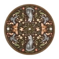 thumbnail image 3 of Nanan 5' Round Area Rug, Washable Cat Botanical Non Slip Stain-resistant Rugs for Dorm Apartment, Soft Foldable Carpet, Brown, 3 of 6