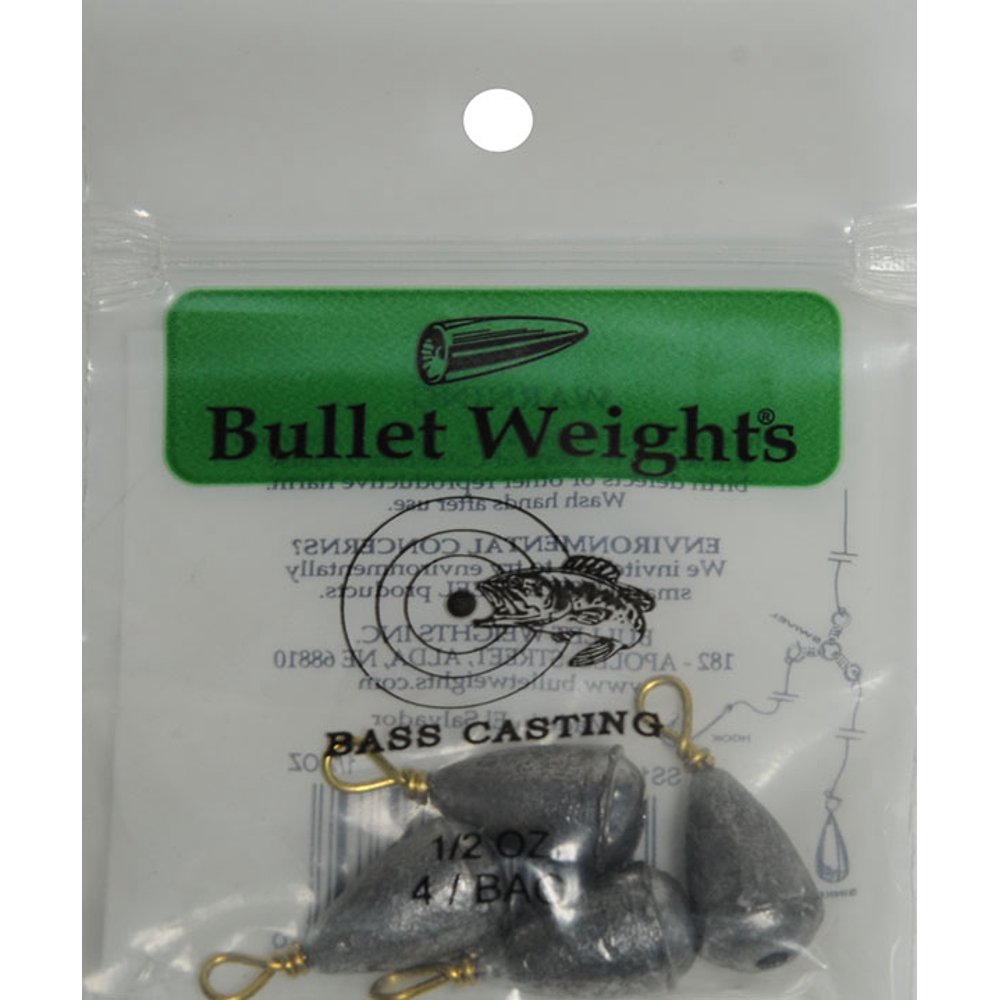 Bullet Weights® SS1224 Lead Bass Casting Size 6, 1/2 oz Fishing Weights