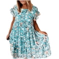 thumbnail image 1 of SMihono Robe Bohème d'Été pour Femmes Grande Taille Mode Robe Décontractée pour Femmes à Col Rond à Manches Courtes Imprimée pour le Printemps et l'Été, 1 of 6