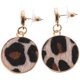 thumbnail image 1 of Juego de 2 pendientes de peluche con estampado de leopardo, forma geométrica redonda, pendientes de botón, 1 of 7