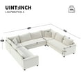 thumbnail image 3 of 116 Inch U-Shaped Sofa, Modular Sectional Sofa Couch with 330LBS/Seat, Oversized 8 Seat Chenille Corner Couch for Living Room Apartment, Cream, 3 of 9