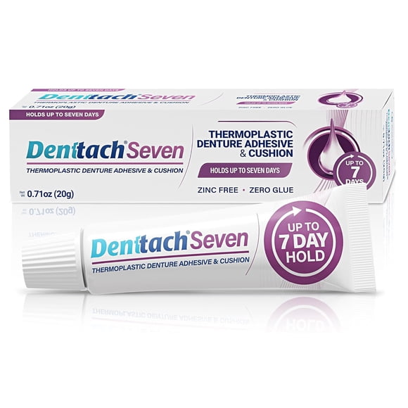 Denttach Seven Denture Adhesive, Thermoplastic Denture Adhesive, Cushion, Reliner for Upper and Lower Dentures, Comfortable, Secure Denture Grip for Up to 7 Days, Non Glue, Zinc Free