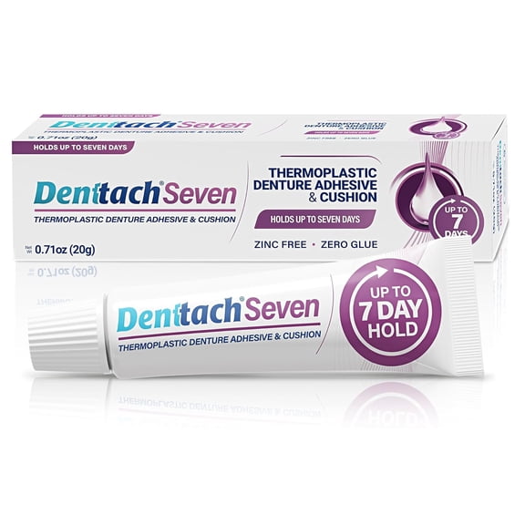 Denttach Seven Thermoplastic Denture Adhesive and Cushion Reliner, Zinc-Free, 0.71 oz