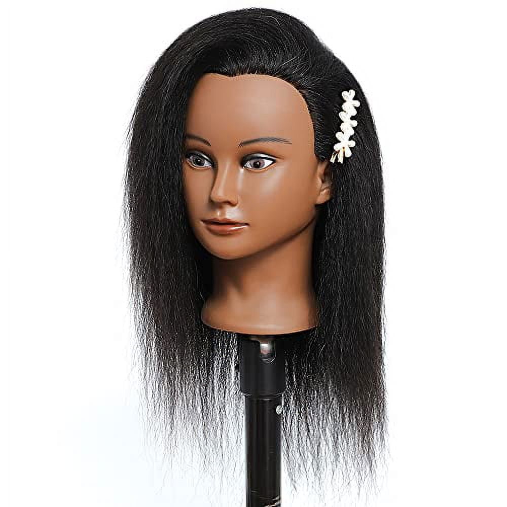 Morris Mannequin Head 100% Real Hair Styling Training Head Hairdresser Cosmetology Mannequin Manikin Training Head for Practice Hairstyle Manikin